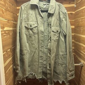 Free People Distressed Shacket